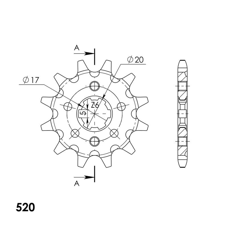 Front sprocket SUPERSPROX 13T, 520