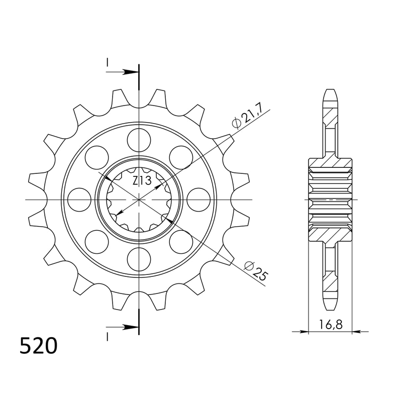 Front sprocket SUPERSPROX 17T, 520