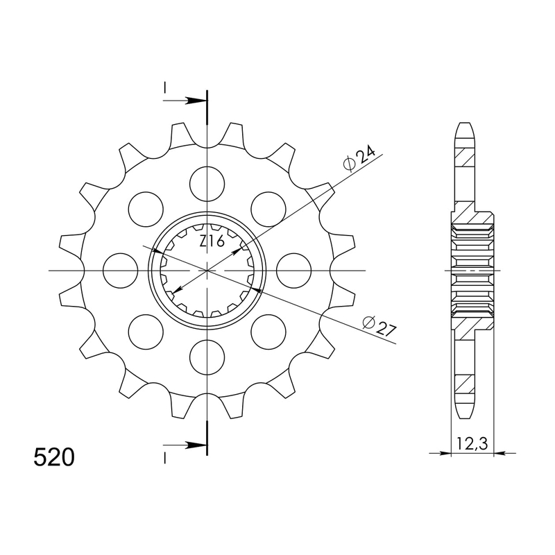 Front sprocket SUPERSPROX 16T, 520
