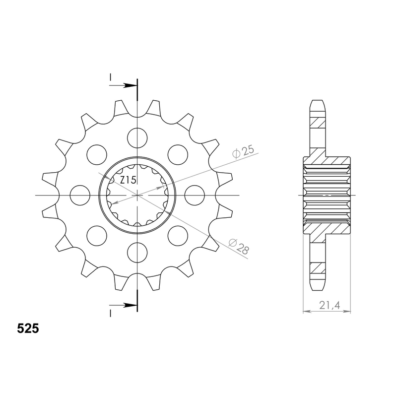 Front sprocket SUPERSPROX 16T, 525