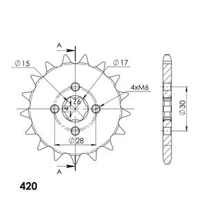 Front sprocket SUPERSPROX CST-253:17 17T, 420
