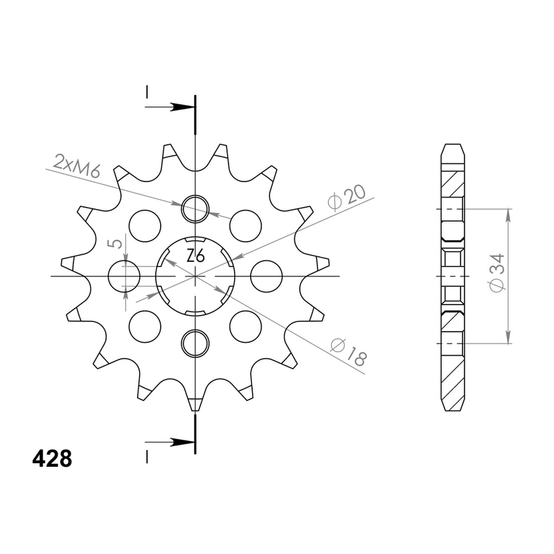 Front sprocket SUPERSPROX 13T, 428