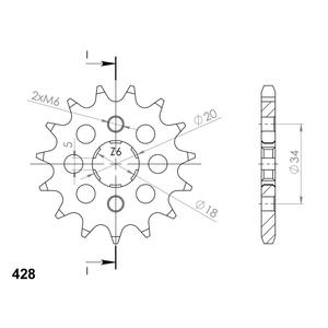 Front sprocket SUPERSPROX CST-264:15 15T, 428