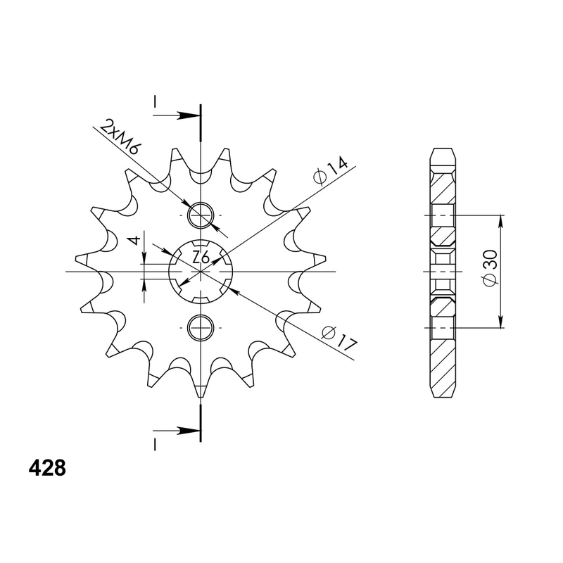 Front sprocket SUPERSPROX 14T, 428
