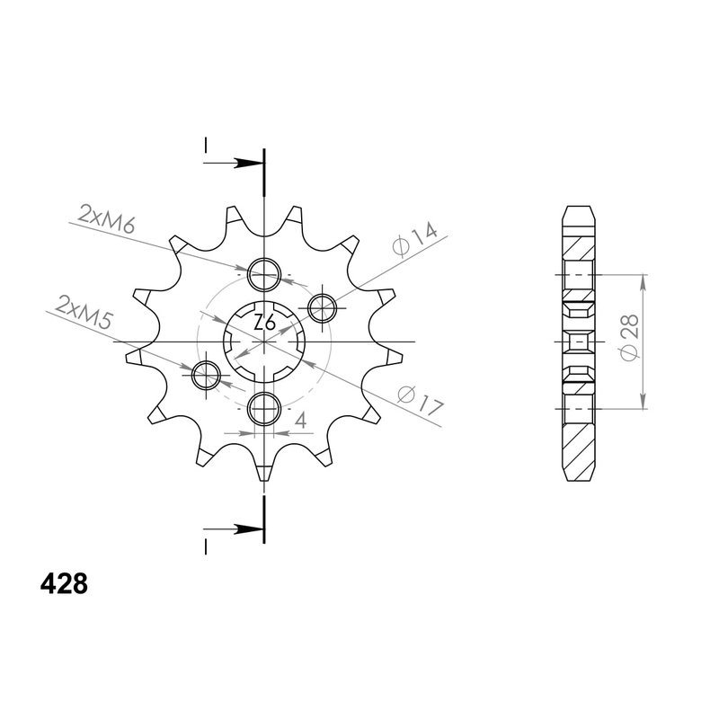 Front sprocket SUPERSPROX 14T, 428
