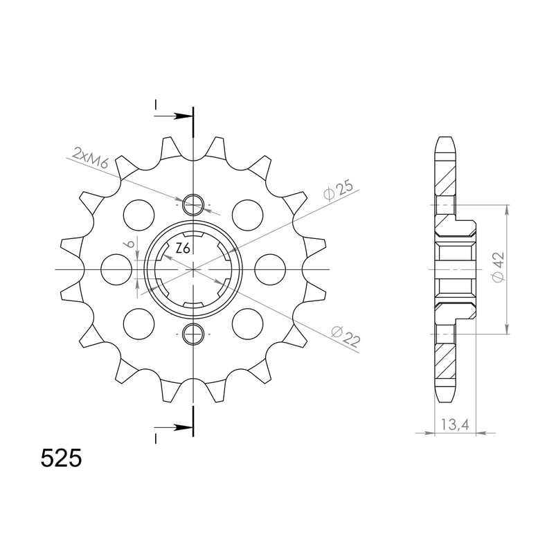 Front sprocket SUPERSPROX 16T, 525