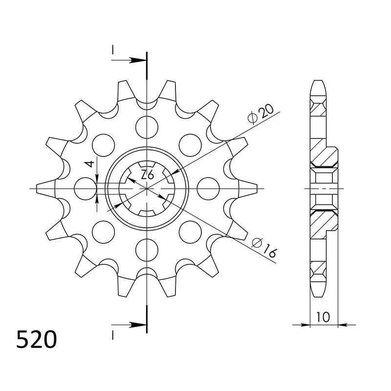 Front sprocket SUPERSPROX 13T, 520