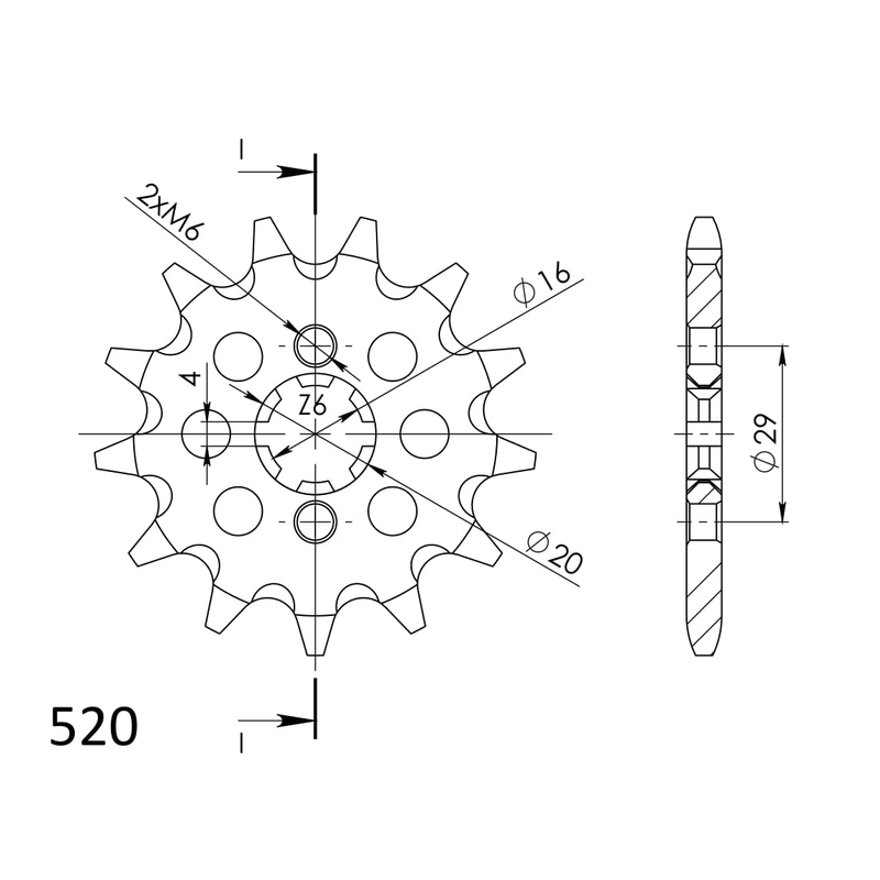 Front sprocket SUPERSPROX 14T, 520