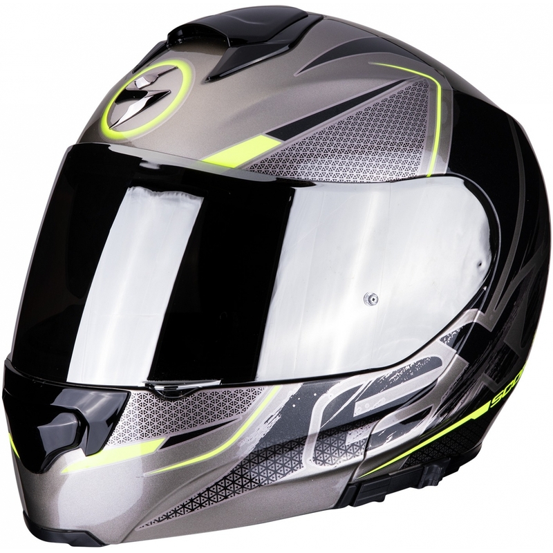 Szczękowy kask motocyklowy Scorpion EXO-3000 Air Creed tytanowo-czarno-fluo żółta wyprzedaż