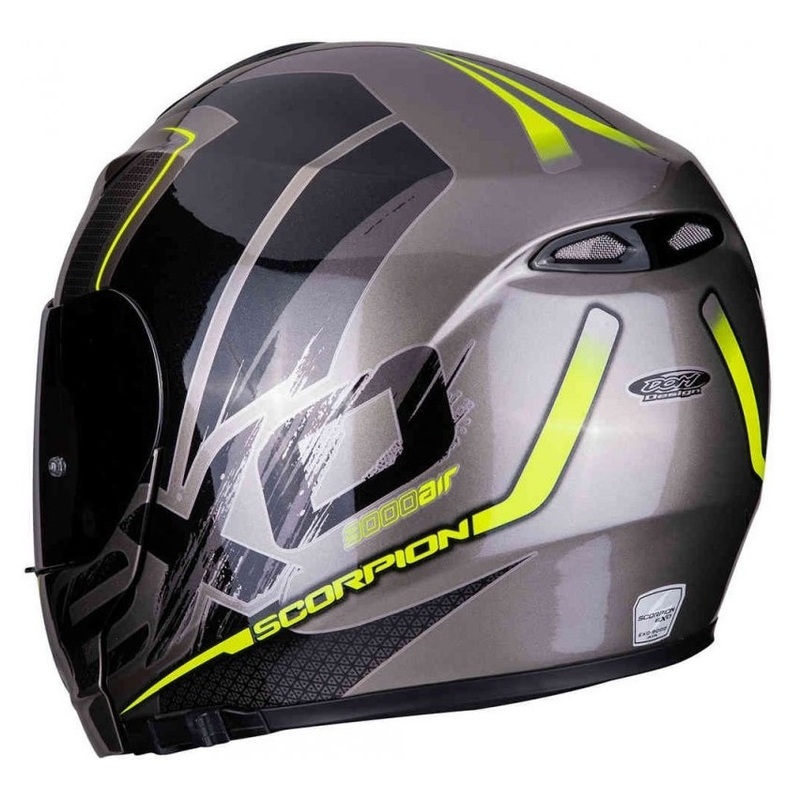 Szczękowy kask motocyklowy Scorpion EXO-3000 Air Creed tytanowo-czarno-fluo żółta wyprzedaż