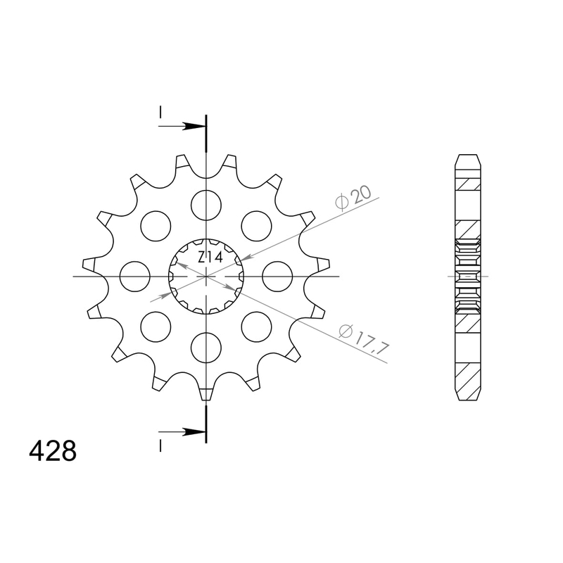 Front sprocket SUPERSPROX 20T, 428
