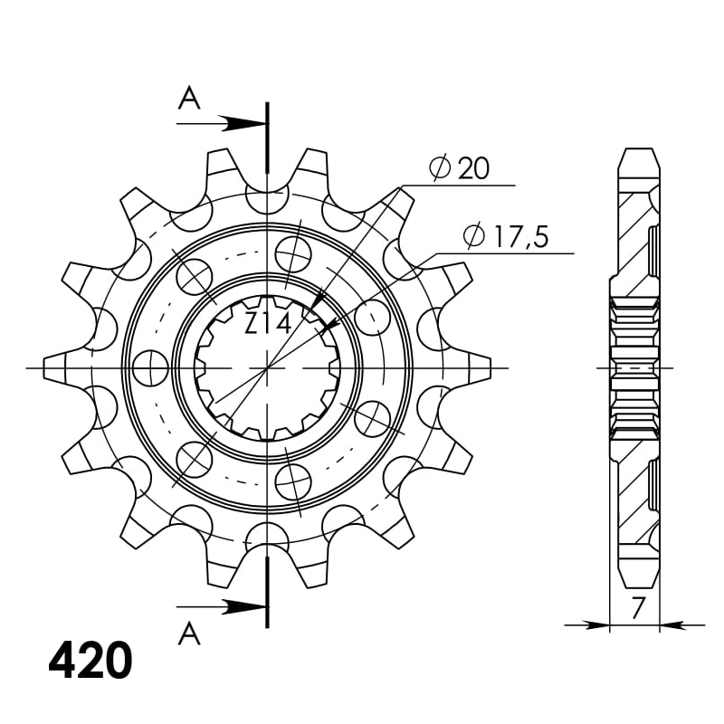 Front sprocket SUPERSPROX STEALTH 14T, 420