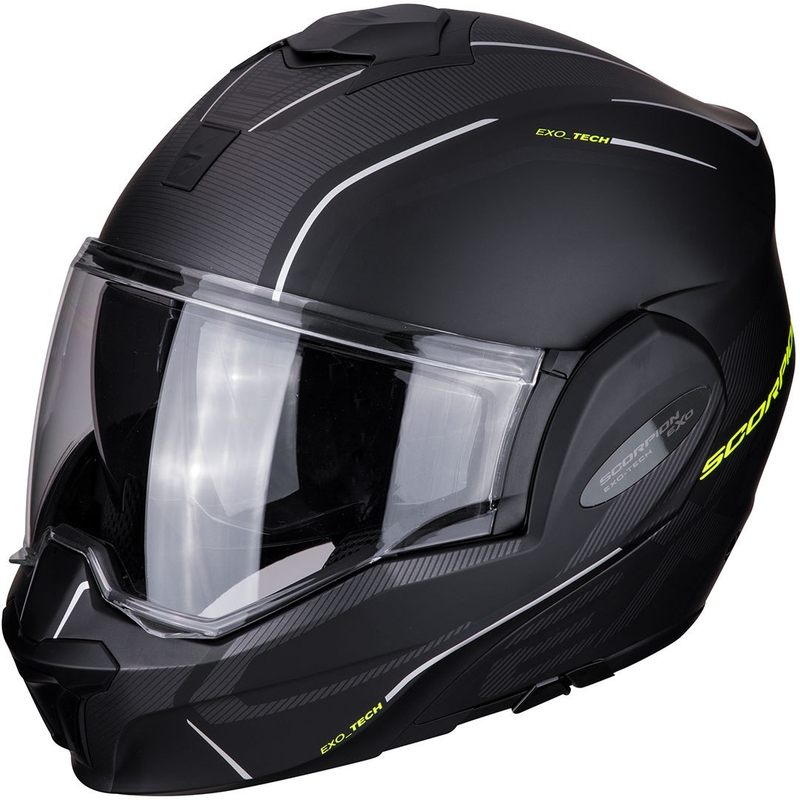 Kask z podnoszoną szczęką Scorpion EXO-TECH Time-Off czarno-fluo żółty