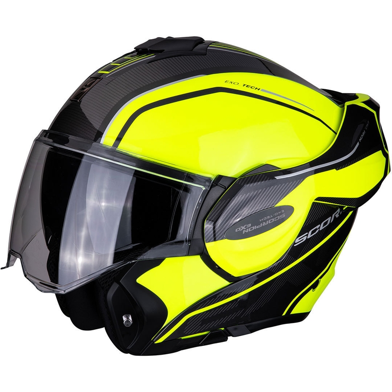 Kask z podnoszoną szczęką Scorpion EXO-TECH Time-Off fluo żółto-srebrny wyprzedaż