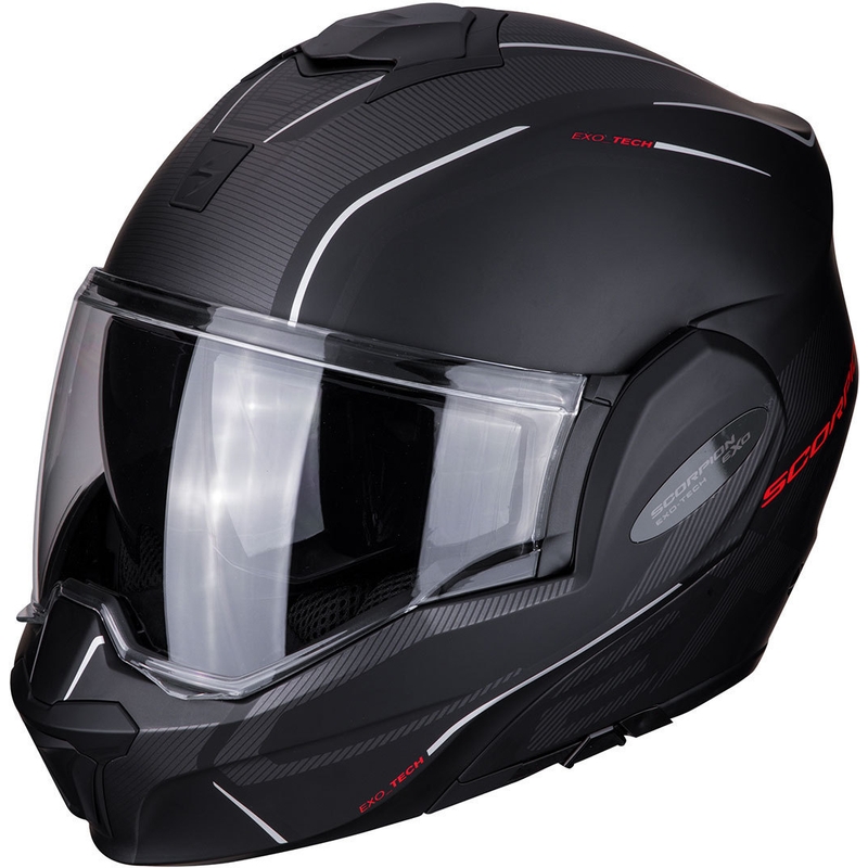 Kask z podnoszoną szczęką Scorpion EXO-TECH Time-Off czarno-czerwony