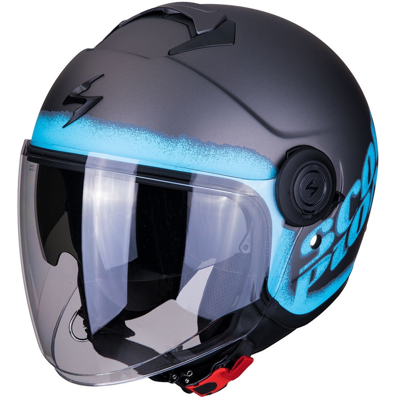 Otwarty kask motocyklowy Scorpion EXO-CITY Blurr srebrno-niebieski
