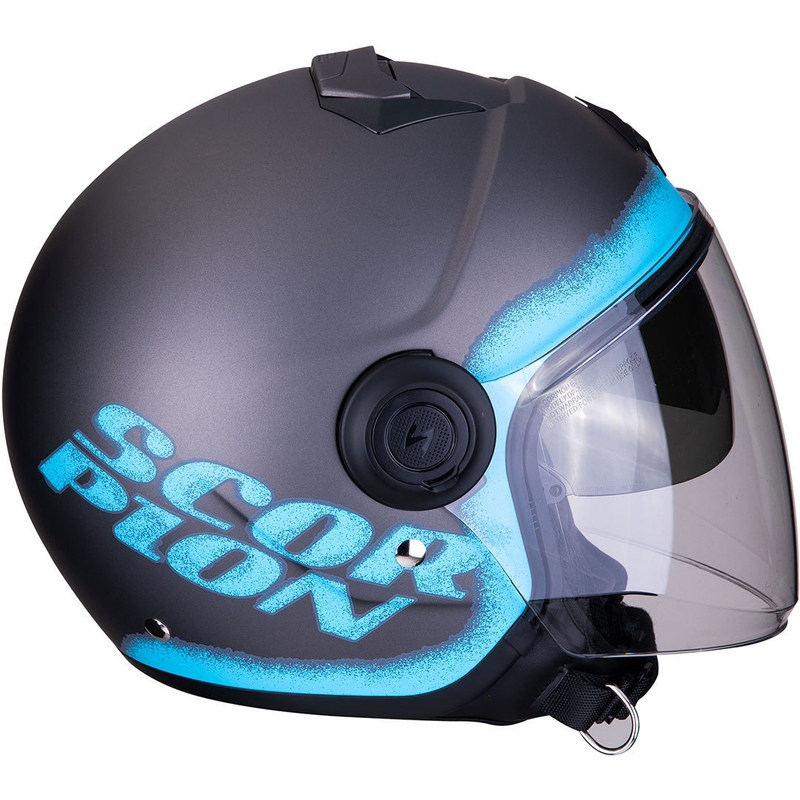 Otwarty kask motocyklowy Scorpion EXO-CITY Blurr srebrno-niebieski