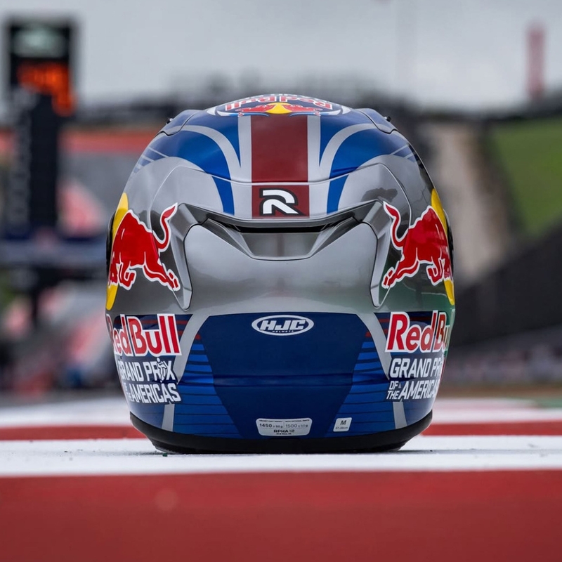 Kask motocyklowy integralny HJC RPHA 12 Red Bull Austin GP II MC21 niebiesko-szary