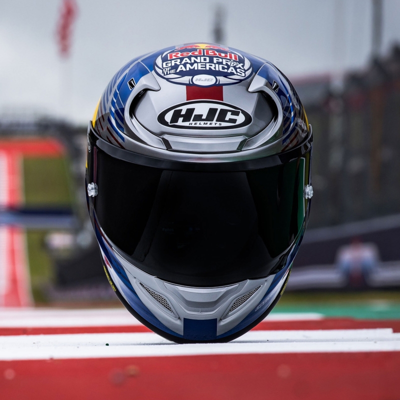 Kask motocyklowy integralny HJC RPHA 12 Red Bull Austin GP II MC21 niebiesko-szary