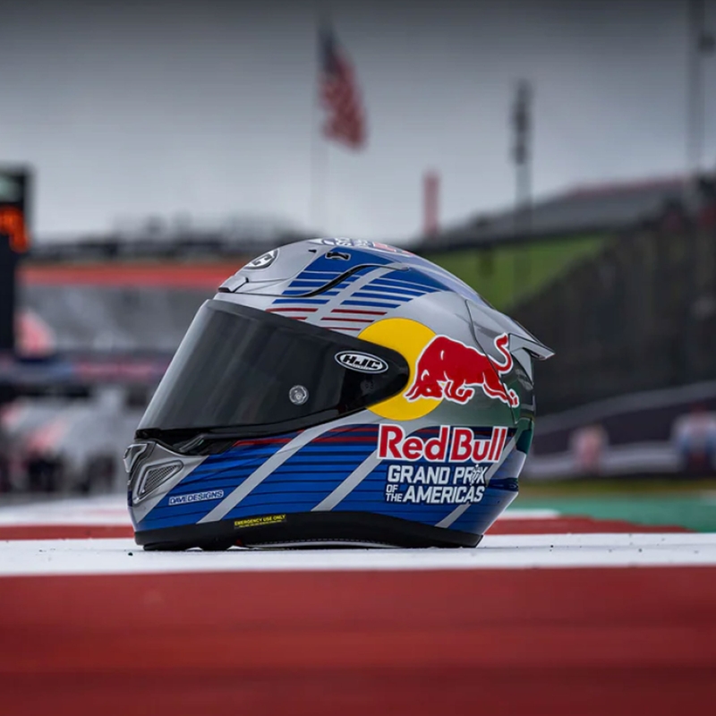 Kask motocyklowy integralny HJC RPHA 12 Red Bull Austin GP II MC21 niebiesko-szary