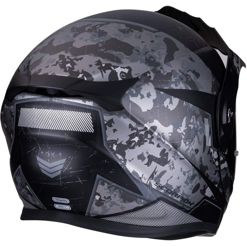 Szczękowy enduro kask Scorpion ADX-1 Battleflage czarno-srebrny wyprzedaż