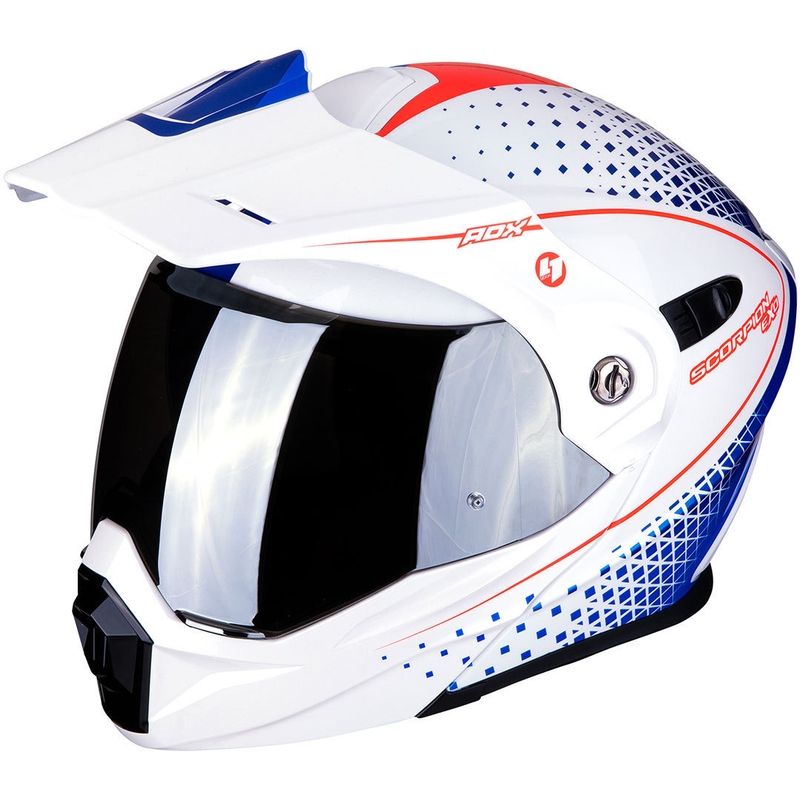 Szczękowy enduro kask Scorpion ADX-1 Horizon biało-czerwono-niebieski wyprzedaż