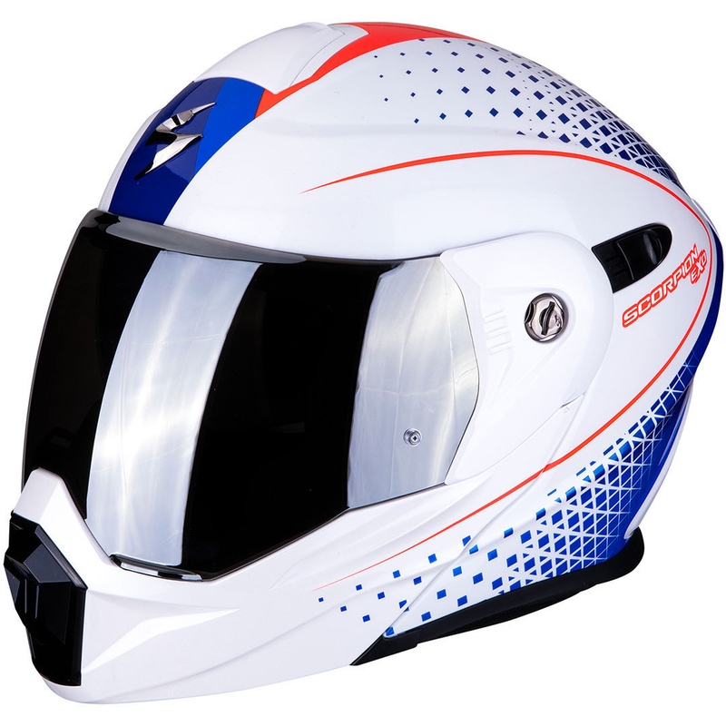 Szczękowy enduro kask Scorpion ADX-1 Horizon biało-czerwono-niebieski wyprzedaż