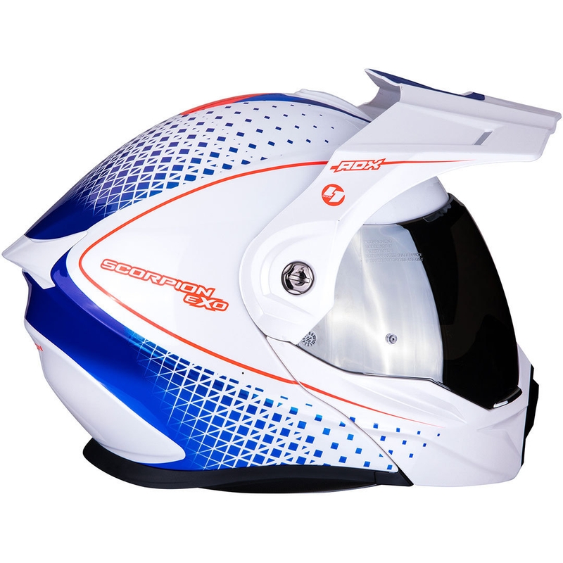 Szczękowy enduro kask Scorpion ADX-1 Horizon biało-czerwono-niebieski wyprzedaż