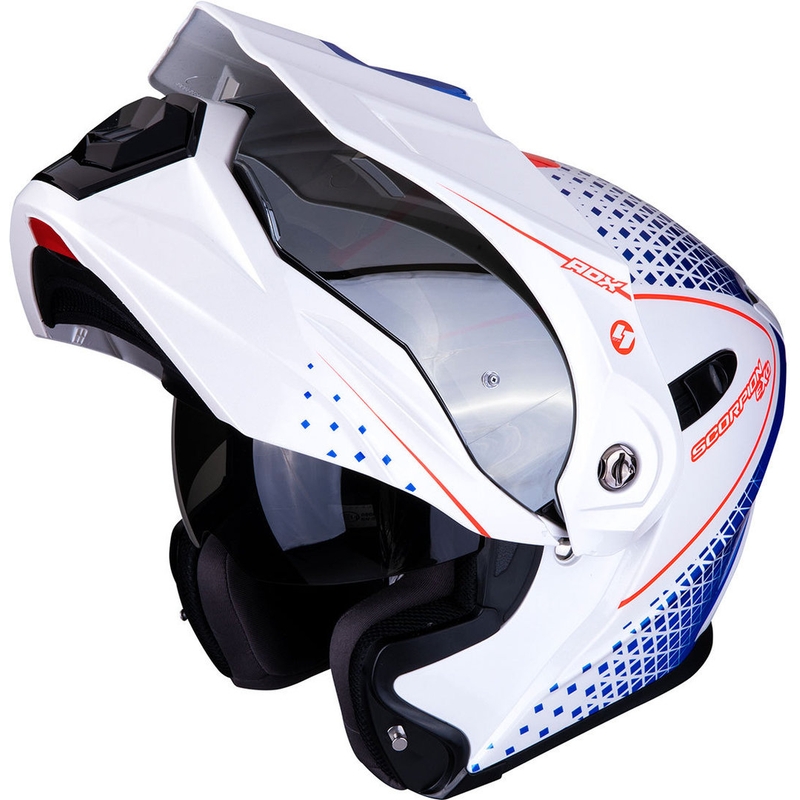 Szczękowy enduro kask Scorpion ADX-1 Horizon biało-czerwono-niebieski wyprzedaż