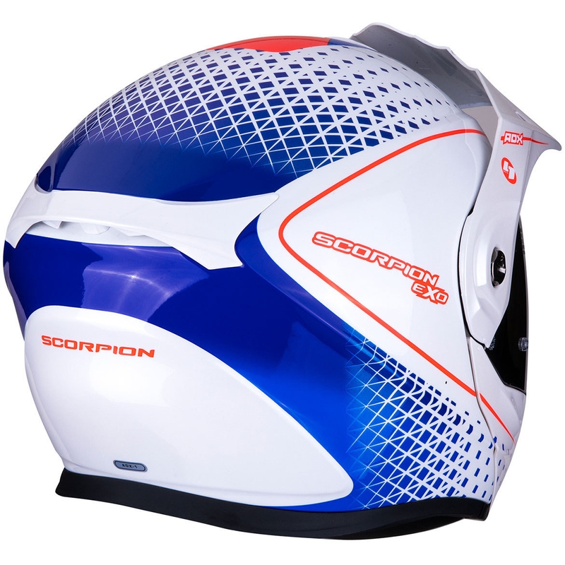 Szczękowy enduro kask Scorpion ADX-1 Horizon biało-czerwono-niebieski wyprzedaż
