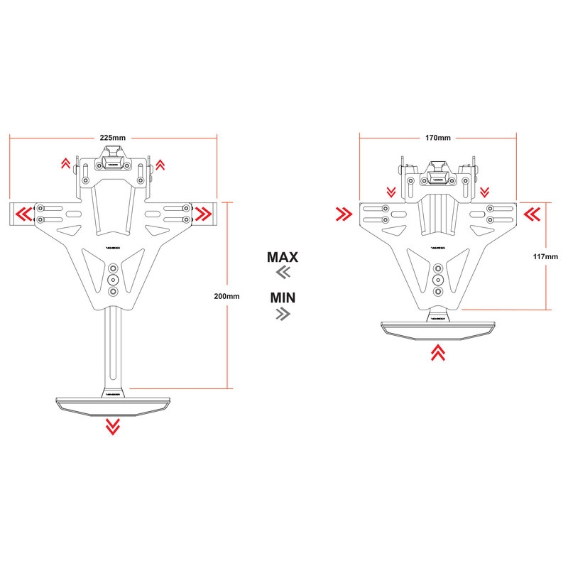 Uchwyt na tablicę rejestracyjną z podświetleniem Highsider Akron RS PRO Ducati czarny