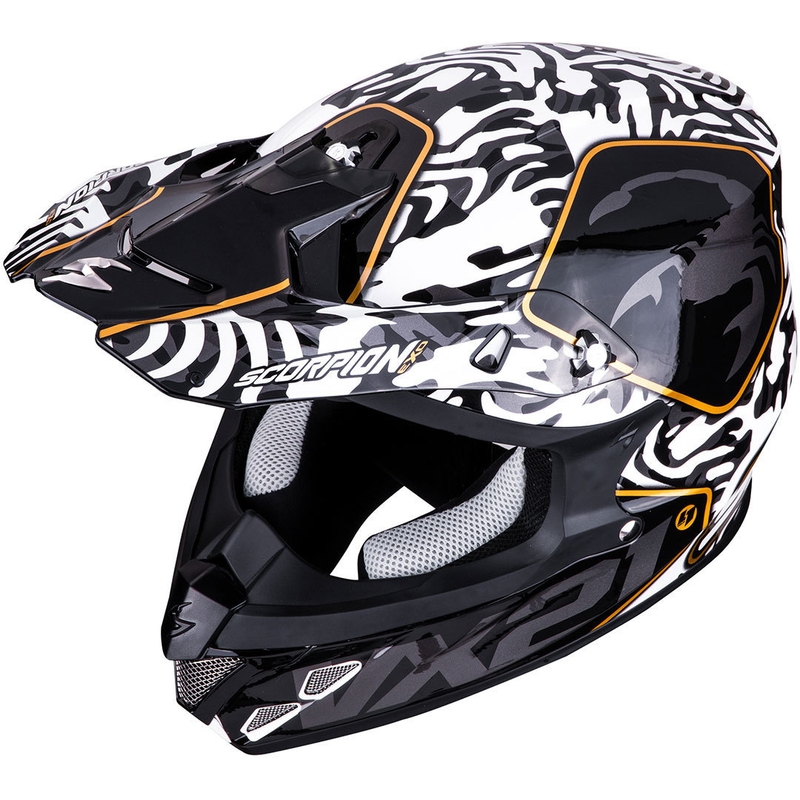 Motocrossowy kask Scorpion VX-21 Air Gnarly czarno-biały