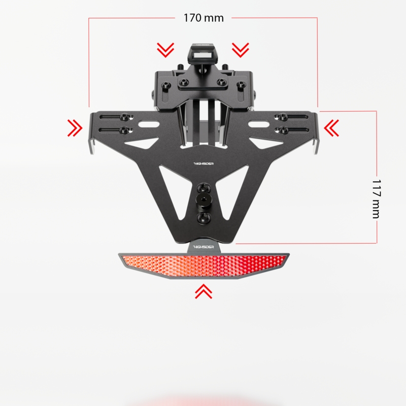 Uchwyt na tablicę rejestracyjną ze światłem Highsider Akron RS PRO Kawasaki Ninja i Z Black