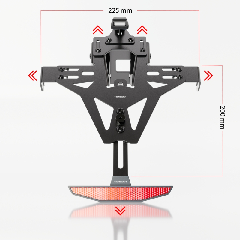 Uchwyt tablicy rejestracyjnej z podświetleniem Highsider Akron RS PRO Yamaha MT-125 czarny