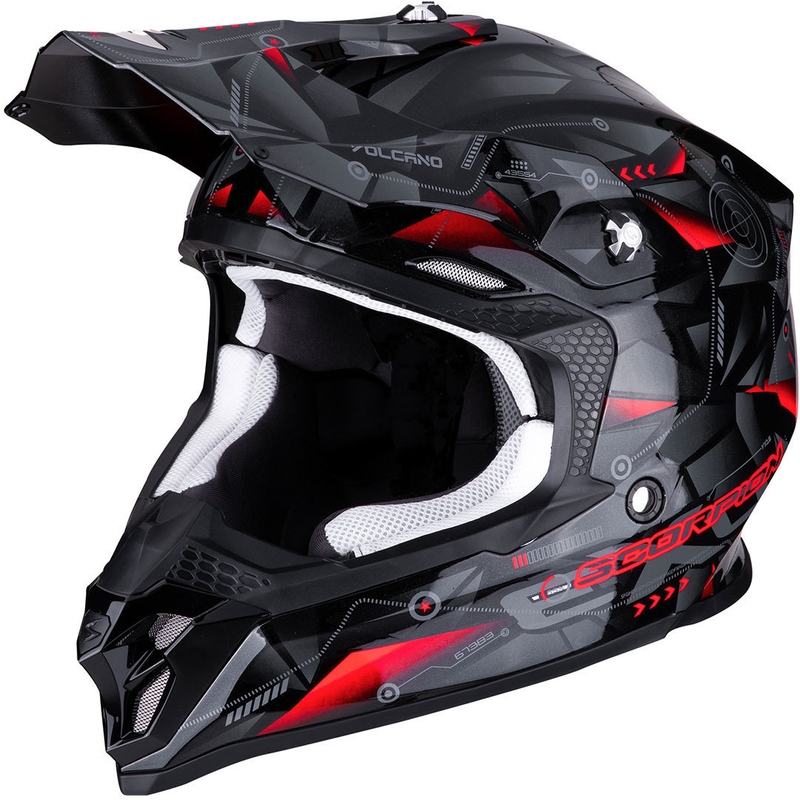 Motocrossowy kask Scorpion VX-16 Air Punch czarno-srebrno-czerwony