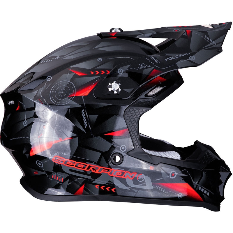 Motocrossowy kask Scorpion VX-16 Air Punch czarno-srebrno-czerwony