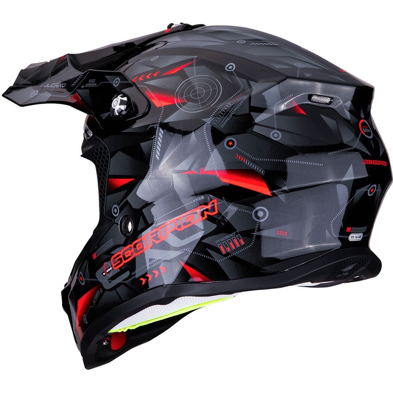 Motocrossowy kask Scorpion VX-16 Air Punch czarno-srebrno-czerwony