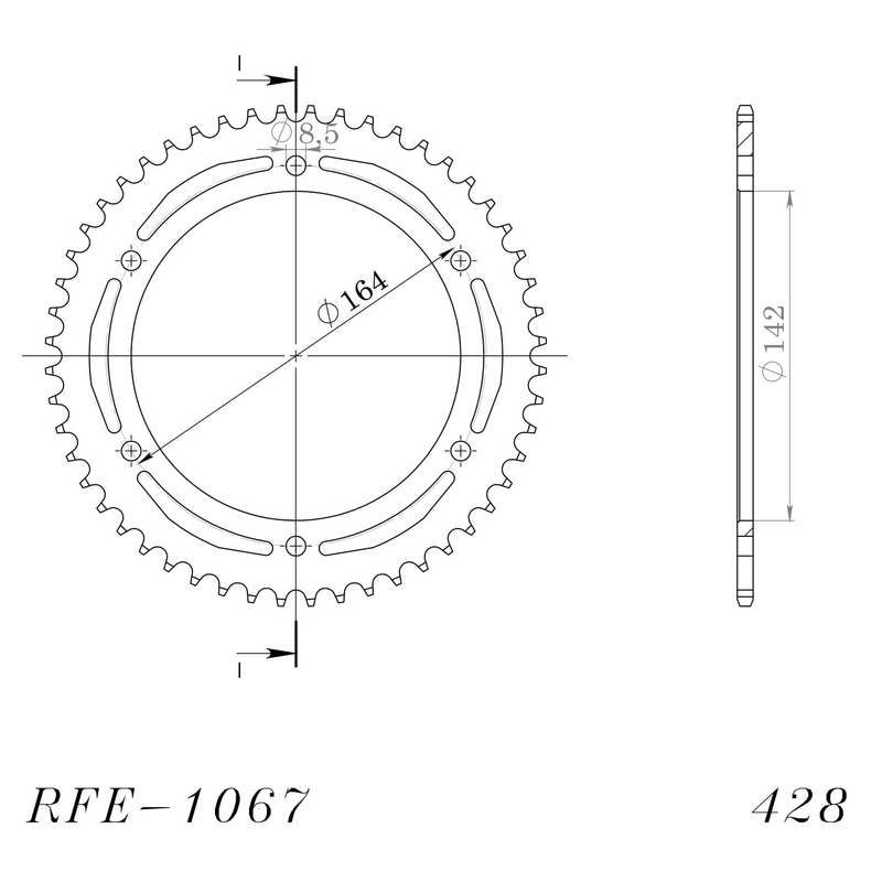 Rear sprocket SUPERSPROX black 52T, 428