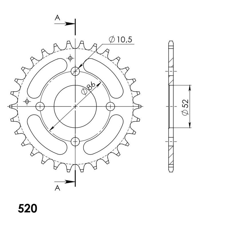 Rear sprocket SUPERSPROX black 30T, 520