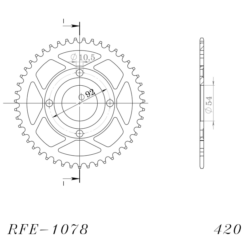 Rear sprocket SUPERSPROX black 47T, 420