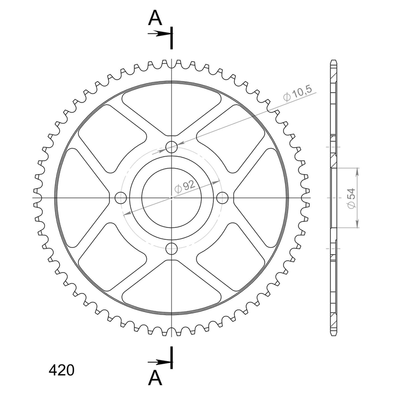 Rear sprocket SUPERSPROX black 60T, 420