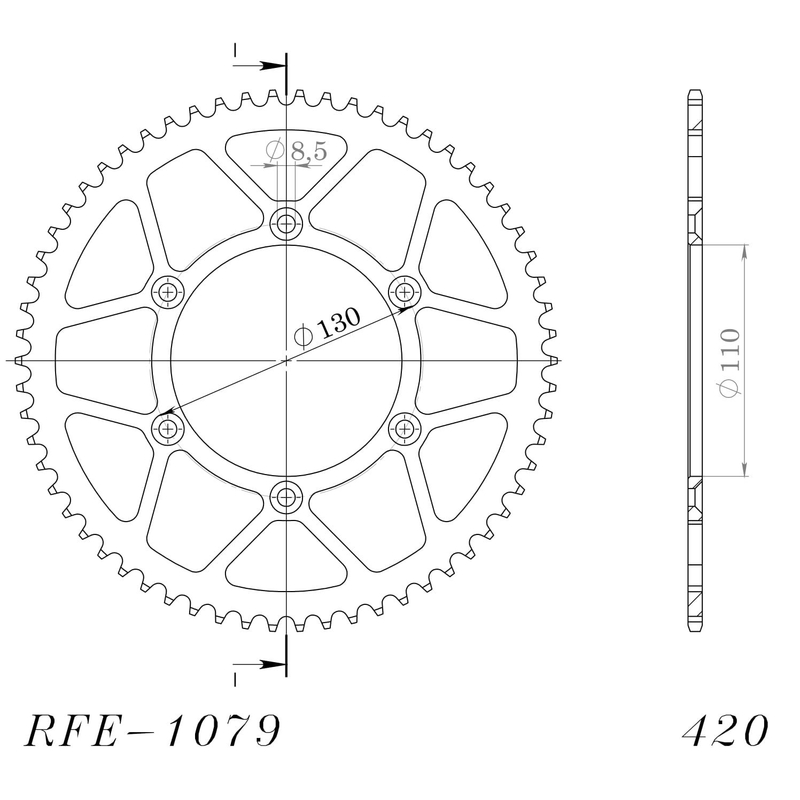 Rear sprocket SUPERSPROX black 62T, 420