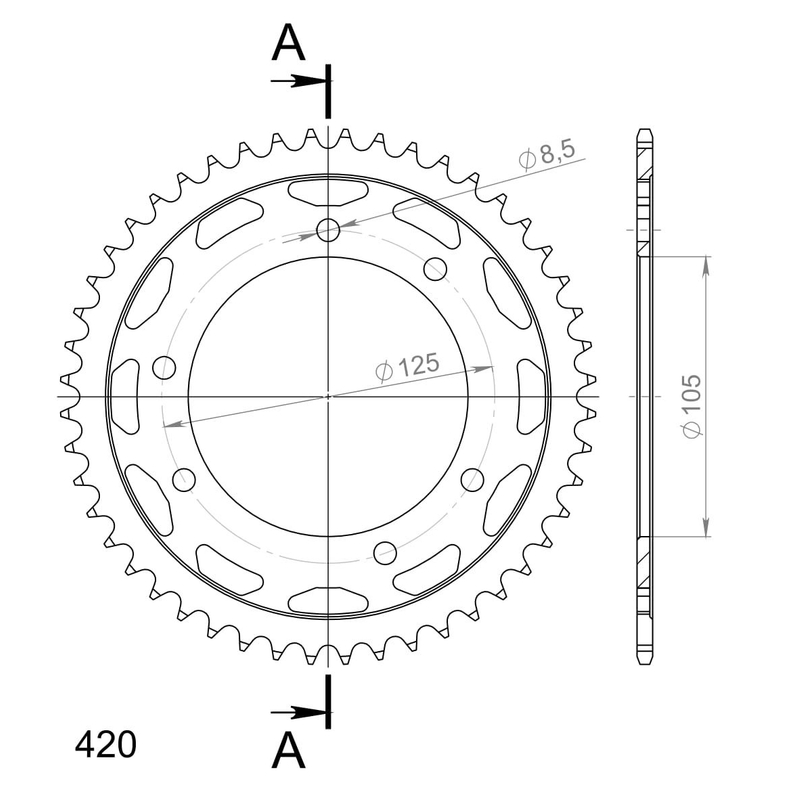 Rear sprocket SUPERSPROX black 48T, 420