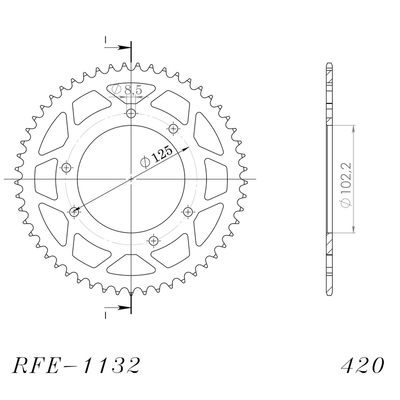 Rear sprocket SUPERSPROX black 53T, 420