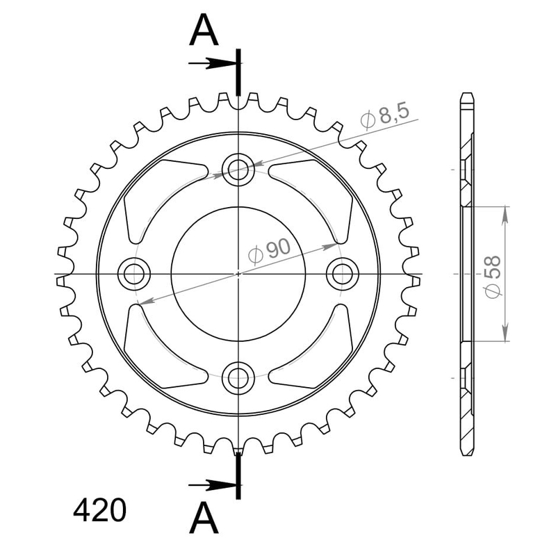 Rear sprocket SUPERSPROX black 37T, 420