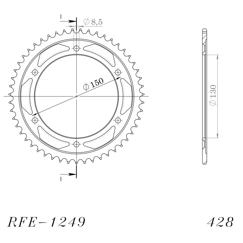 Rear sprocket SUPERSPROX black 51T, 428