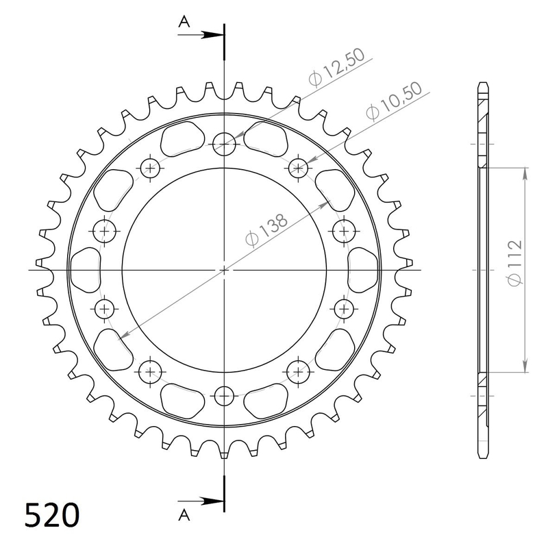 Rear sprocket SUPERSPROX black 39T, 520