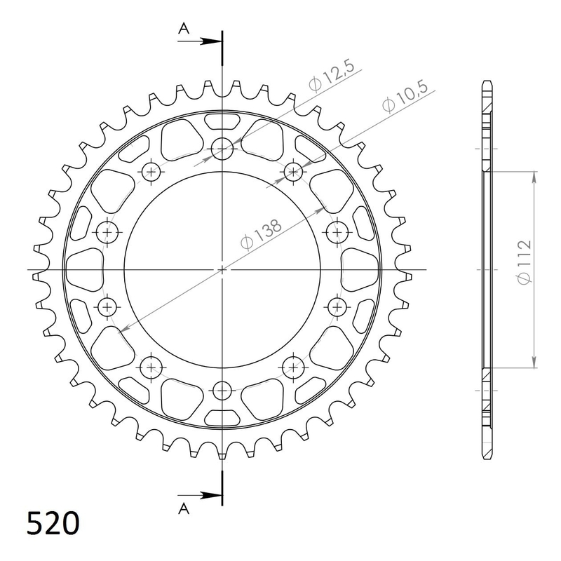 Rear sprocket SUPERSPROX black 41T, 520
