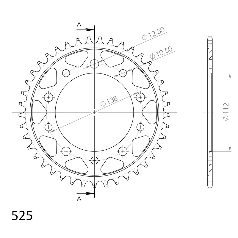 Rear sprocket SUPERSPROX black 41T, 525