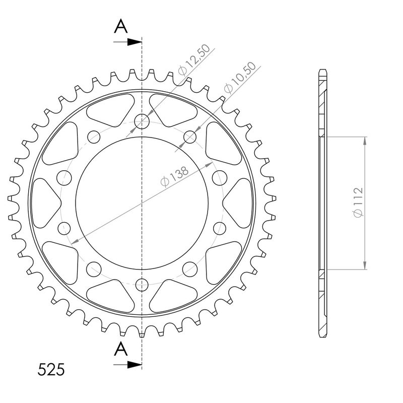 Rear sprocket SUPERSPROX black 43T, 525